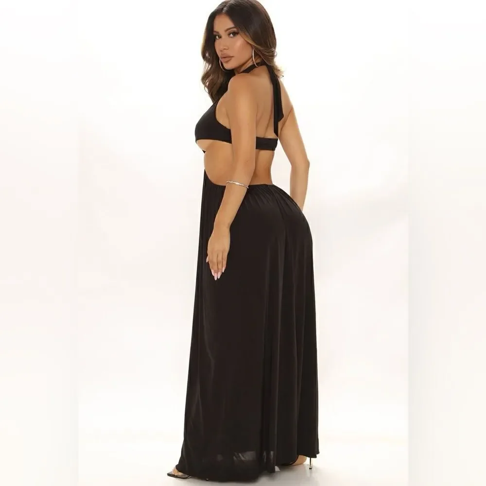 FASHION NOVA BLACK CUTOUT MAXI DRESS